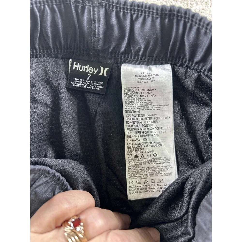 Hurley Shorts Boys 7 Black‎ Rainbow Stripe Boardshorts Swim Trunks Drawstring
